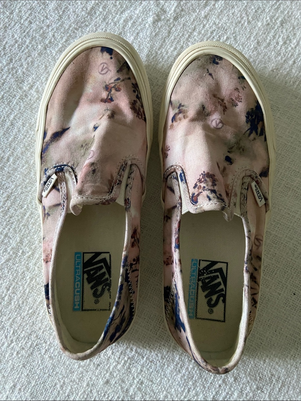 Vans Slip-On Floral Watercolor Canvas Sneakers in Pink and Blue Women’s 8.5 - Picture 6 of 15